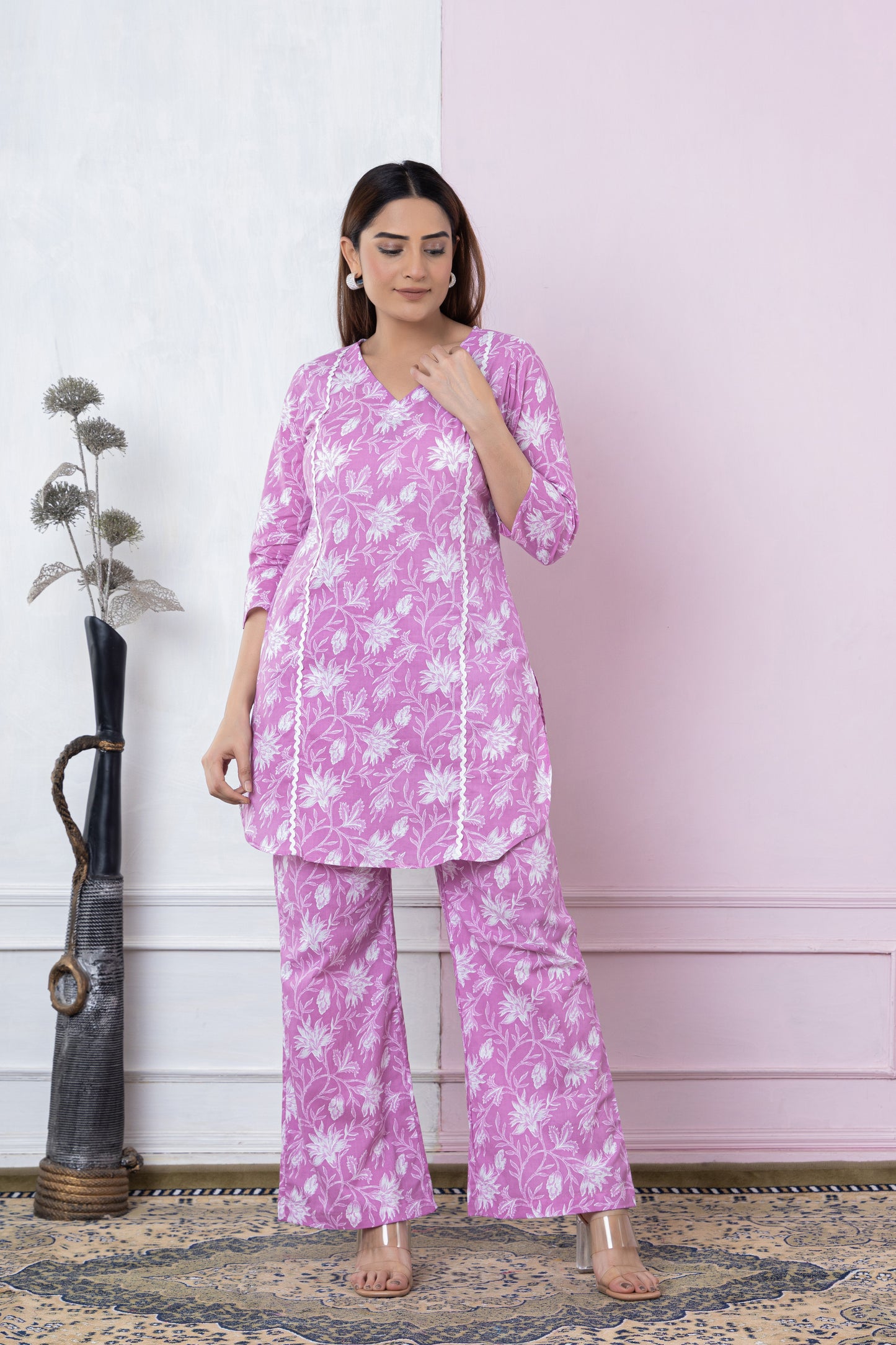 PINK PRINTED COTTON CO-ORD SET