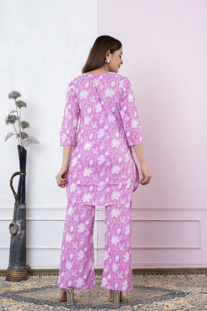 PINK PRINTED COTTON CO-ORD SET