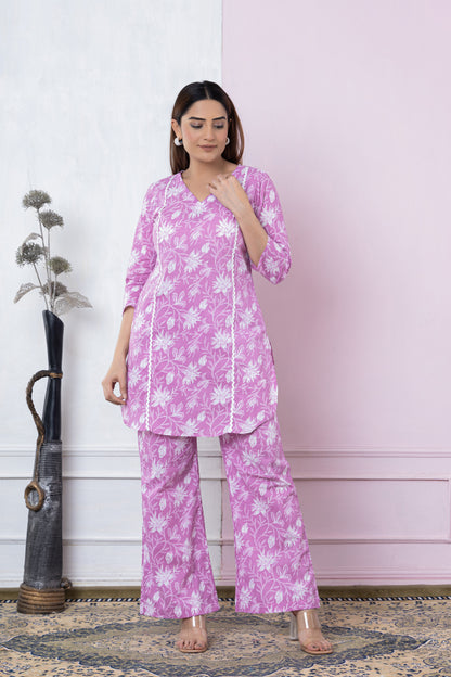 PINK PRINTED COTTON CO-ORD SET