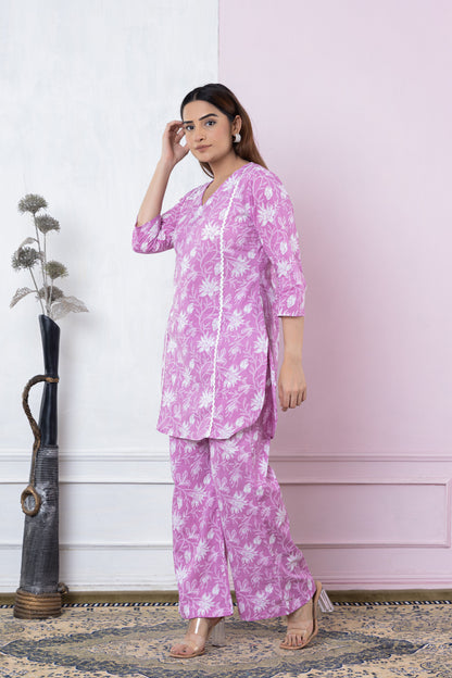 PINK PRINTED COTTON CO-ORD SET
