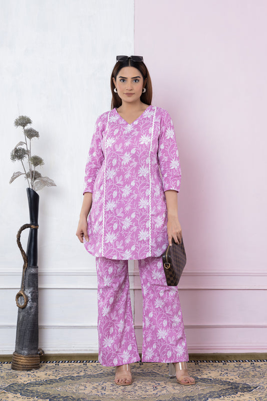 PINK PRINTED COTTON CO-ORD SET
