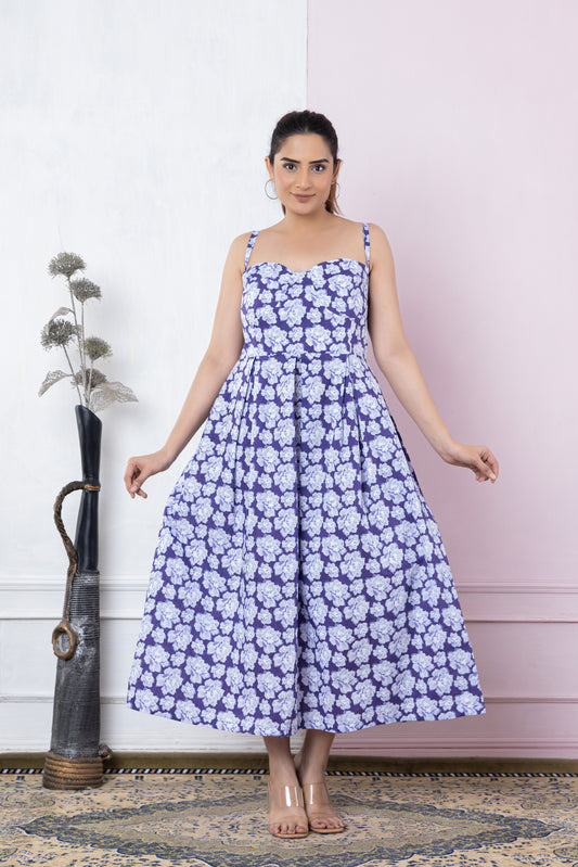 PURPLE DIGITAL PRINTED COTTON DRESS