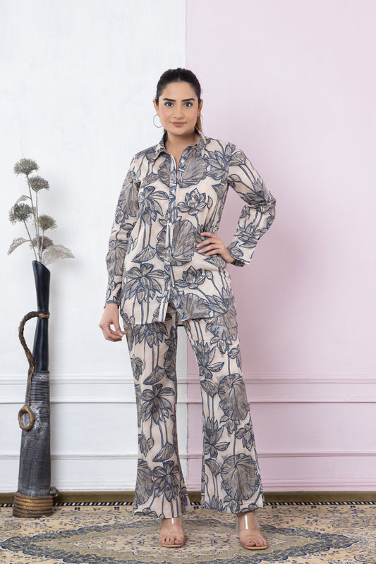 CHARCOL DIGITAL PRINTED COTTON SHIRT WITH PANT