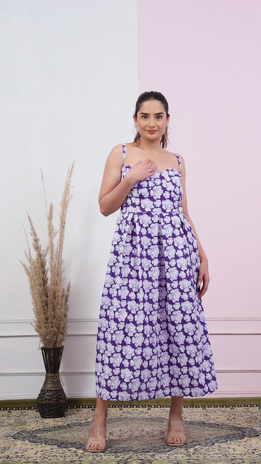 PURPLE DIGITAL PRINTED COTTON DRESS